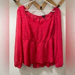 torrid Red Heart-Print Peplum Blouse